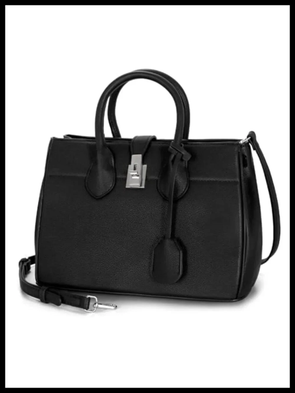 Faux Leather Satchel Handbag Top Handle Shoulder Purse